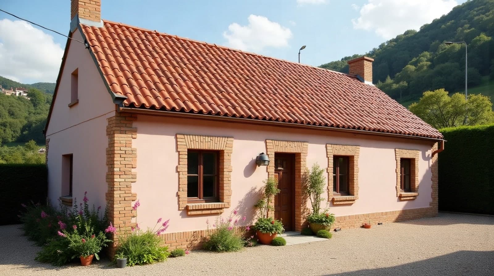 Toiture en tuile canal d'une maison sur les coteaux de Bressols, au sud de Montauban