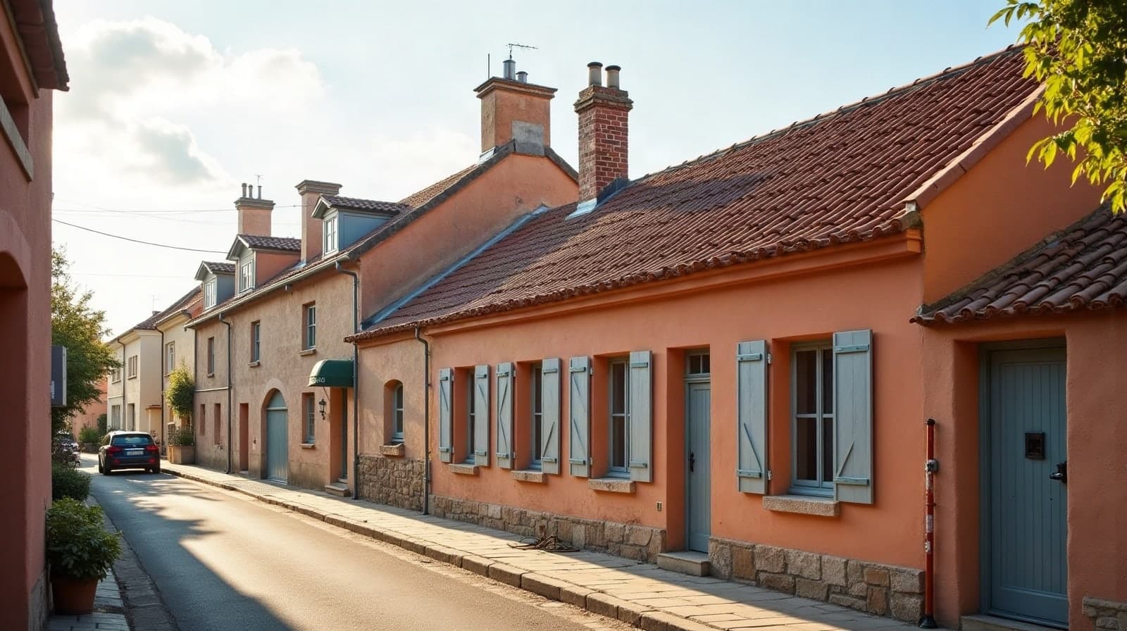 Toiture en tuile canal d'une maison de bastide à Grisolles