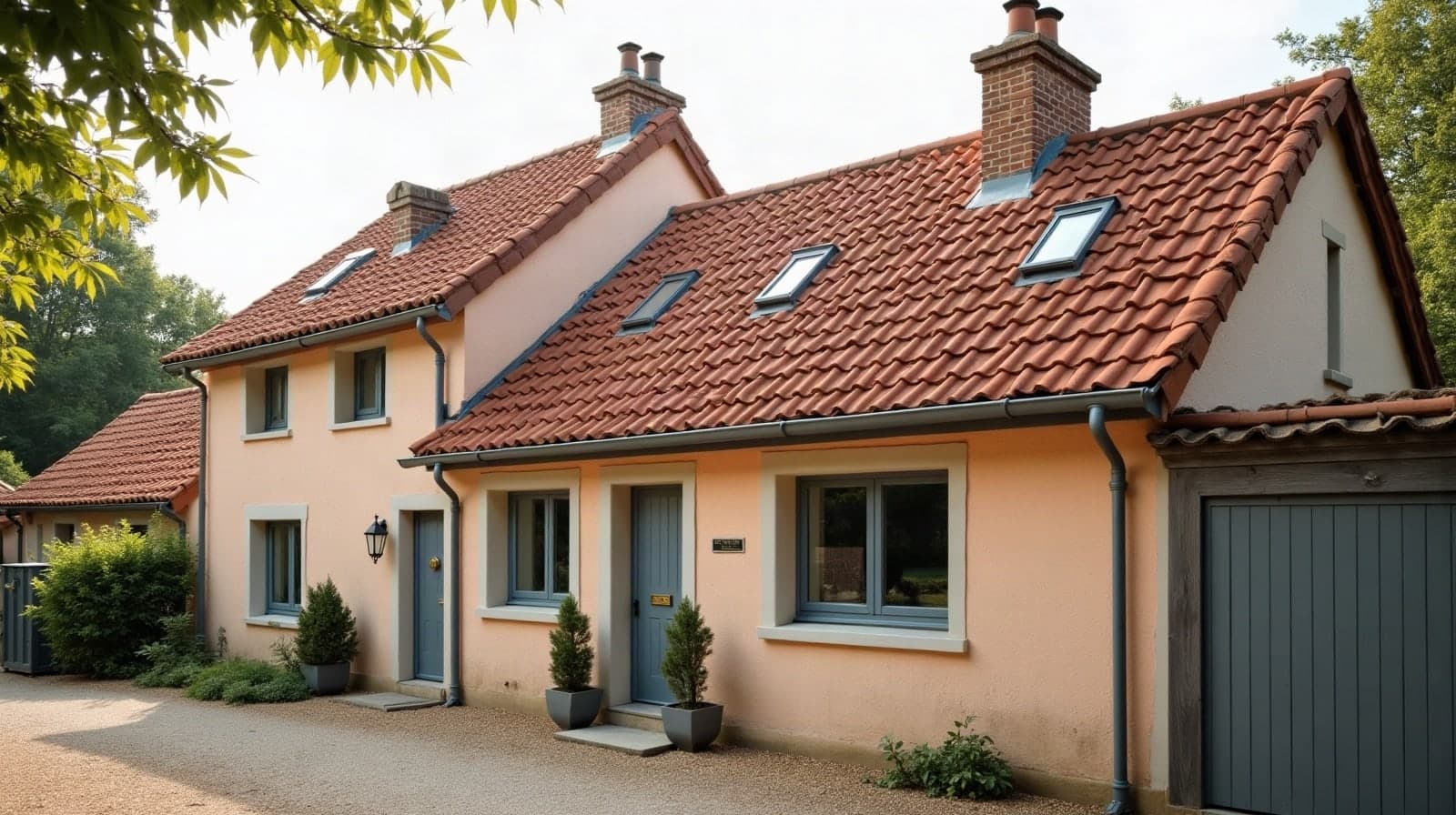 Toiture en tuile canal d'une maison de plaine à Montech, près du canal de Garonne